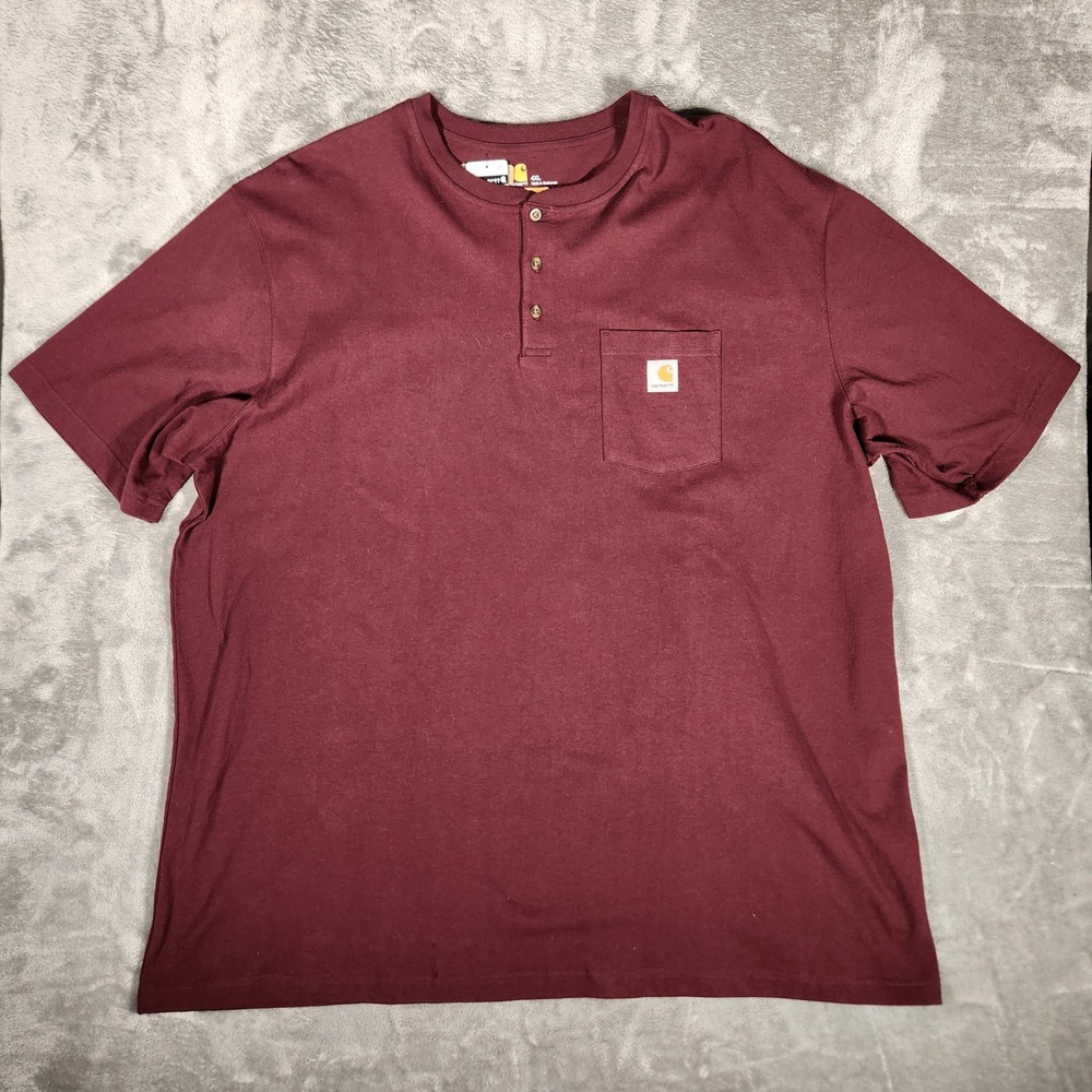 Carhartt Henley Shirt Mens 4XL Burgundy New K84 PRT Short Sleeve Pocket Tee